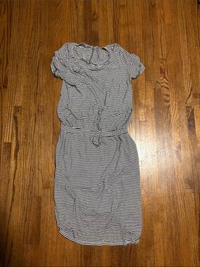 Dress Striped Short-Sleeve Tie-Waist - Black & White